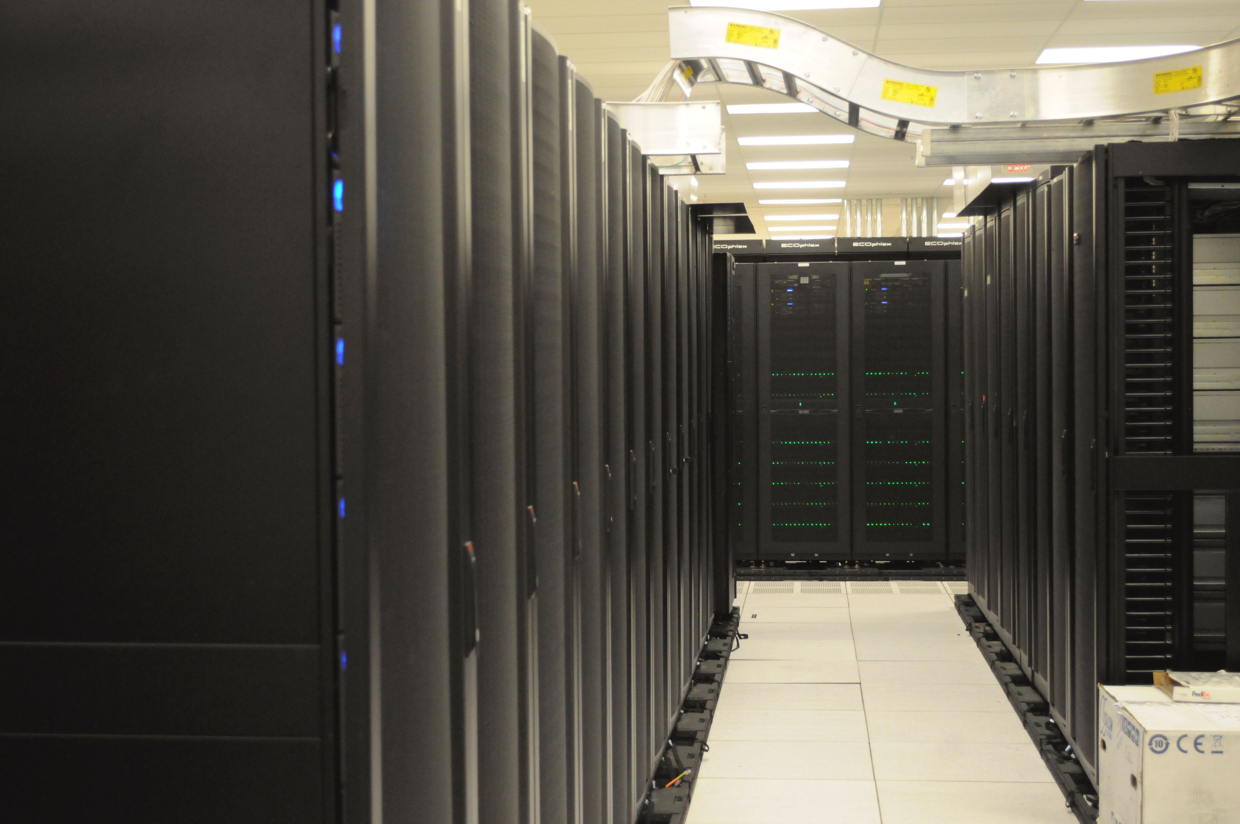 Rows of compute racks at the National Energy Research Scientific Computing Center